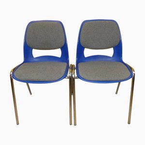 Stapelstühle aus Kunststoff mit Sitzkissen Hellblau/Grau Dipiplast, 2010er, 2er Set