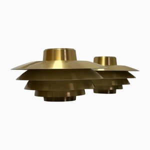 Lampade da soffitto Verona in ottone di Svend Middelboe per Nordisk Solar, anni '70, set di 2