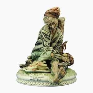 20. Jh. Pudel-Porzellanfigur im ironischen Karikatur-Stil von Tiziano Galli, Italien, 1950er