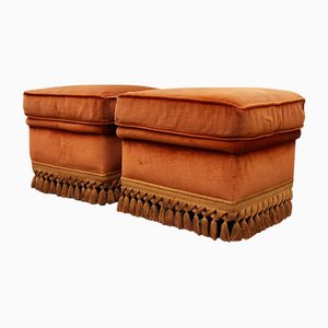 Orange Velvet Footrests from Pierre Frey