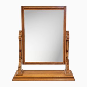 Specchio da toeletta revival gotico in frassino e toeletta dipinta, XIX secolo