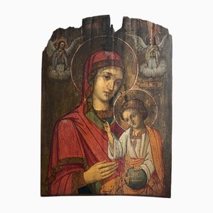 Venezianischer kretischer Schulkünstler, Madonna von Kazan mit Kind, 1600, Öl an Bord