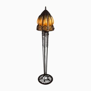 Art Nouveau Wrought Iron Floor Lamp Charles Schneider, 1920