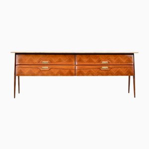 Italian Carrara Marble and Brass Sideboard, 1960s