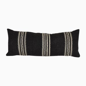 Vintage Turkish Striped Black Goat Hair Cushion