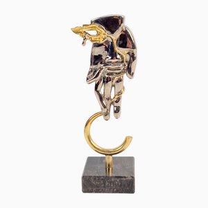 Abstrakte Handskulptur aus vergoldeter Bronze von Jean-Paul Cleren, 1980er