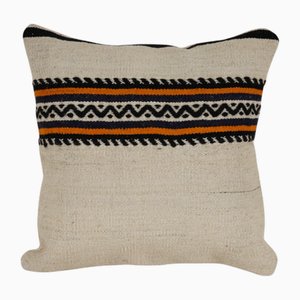 Housse de coussin Kilim carrée à rayures décoratives en chanvre turc traditionnel