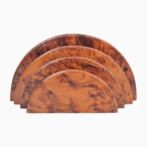 Art Deco Skyscraper Letter Holder in Burr and Walnut, 1930s