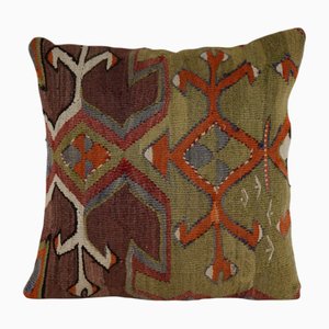 Anatolian Geometric Kilim Rug Cushion Cover