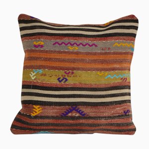 Housse de Coussin en Laine d'Anatolie à Rayures Colorées