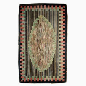 Antique Handmade American Hooked Rug, 1880s