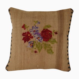 Aubusson Copper Floral Turkish Kilim Cushion