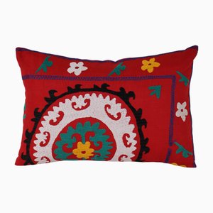 Samarkand Suzani Cushion Cover in Red and White, 1960s