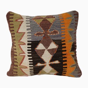 Anatolian Geometric Kilim Rug Cushion Cover