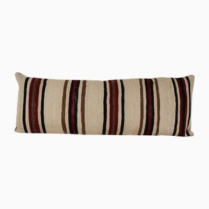 Turkish Black and Brown Striped Kilim Cushion