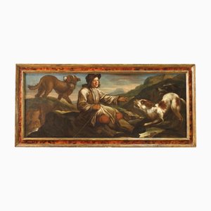 Lombardischer Künstler, Der Hirte mit seinen Hunden, 1660, Öl auf Leinwand