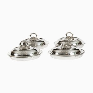 Antique Sterling Silver Entree Dishes and Covers from Finley & Taylor, 1890, Set of 4