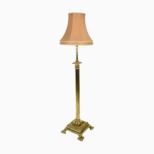 Antique Victorian Brass Corinthian Column Telescopic Standard Lamp, 1890s