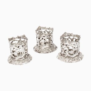 Posavasos victorianos antiguos para botellas de vino. Juego de 3