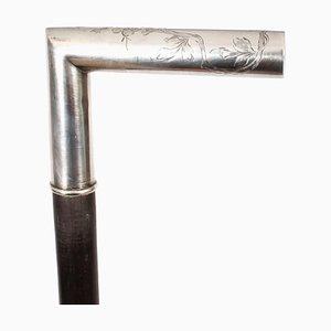 Antique Continental Silver Ebonized Walking Stick, 1800s