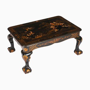 Vintage Black Lacquered Chinoiserie Coffee Table, 1950s