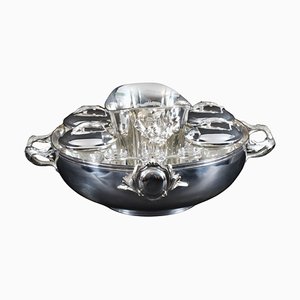 Porta champagne vintage placcato in argento, anni '80, set di 9