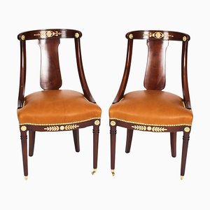 Set of Antique Empire Revival Ormolu Mounted Fauteuil Chairs, 1880