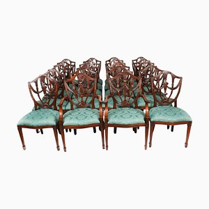 Vintage Federal Revival Shield Back Dining Chairs, Set of 20