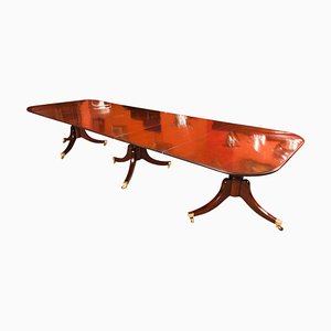 Antique Regency Mahogany Triple Pillar Dining Table, 1700s