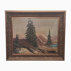 Batoni, Mountain Landscape, 1950s, Oil on Canvas, Framed
