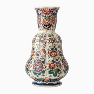 Vintage Hand-Painted Polychrome Delft Double Gourd Vase from Velsen, 1950s-1960s