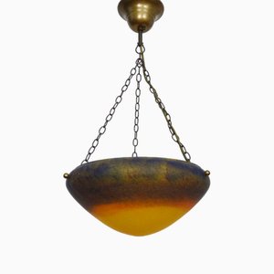 Art Nouveau Style Pendant in Marbled Glass, 1980s