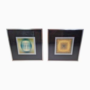 Victor Vasarely, Compositions, años 70, Litografías en offset de gelatina, Juego de 2