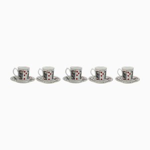Elisabethanische Spielkarten Kaffeetassen und Untertassen von Tiffany & Co., 1970er, 10 . Set