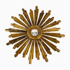Gilded Wood Sun Mirror