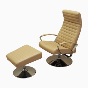 Set of Danish Lounge Armchair and Ottoman from BoConcept, 1970s