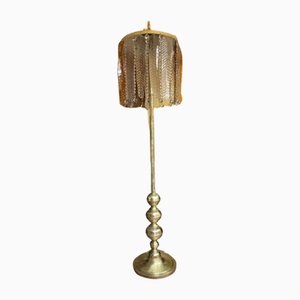 Lámpara de pie vintage con hojas de cristal de Murano, años 70