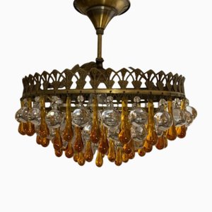 Plafonnier Vintage en Verre de Murano, 1950s