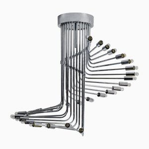 Italian Spiral Chrome Chandelier by Gaetano Sciolari, 1970s