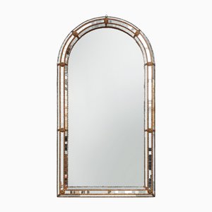 Specchio trapezoidale veneziano a mosaico con dettagli in ottone, Spagna, XX secolo, anni '80