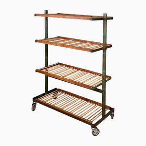 Italienischer Industrieller Wagen aus Holz & Grünem Metall, 1920er