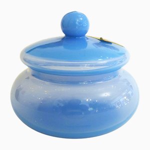 Blaue Mid-Century Pralinenschachtel aus Muranoglas von V. Nason, 1950er