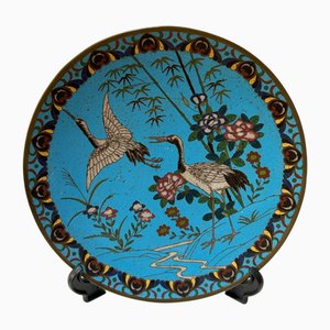 Plato japonés Meiji cloisonné, década de 1900