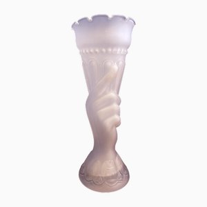 Cornucopia-Shaped Satin Glass Vase, France, 1930s