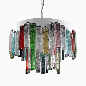 Art Deco Murano Glas Kronleuchter im Stil von Venini, Venedig, Italien, 1979