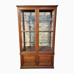 Antike französische Vitrine aus Eiche in Burgunderrot, 1900