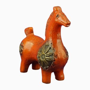 Archaic Art Ceramic Sculpture in the Shape of a Horse by Aldo Londi for Bitossi, Italy, Early 1900s
