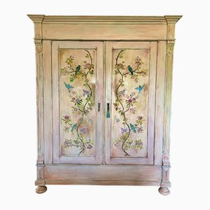Vintage Painted Pine Double Wardrobe with Chinoiserie