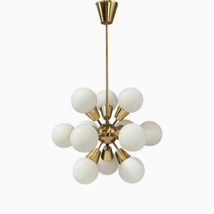 Mid-Century Sputnik Brass Chandelier from Kamenický Šenov, 1970s