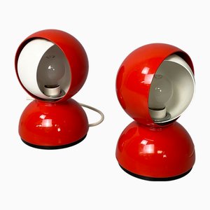 Moderne Italienische Rote Eclisse Tischlampen von Vico Magistretti für Artemide, 1970er, 2er Set